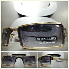 Mens Classy Sophisticated Contemporary Modern Style SUN GLASSES Gold Metal Frame