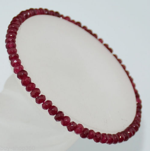 New style 2x4mm Natural Faceted Red Jade Gemstone Rondelle Bracelet 7.5'' - Picture 1 of 3