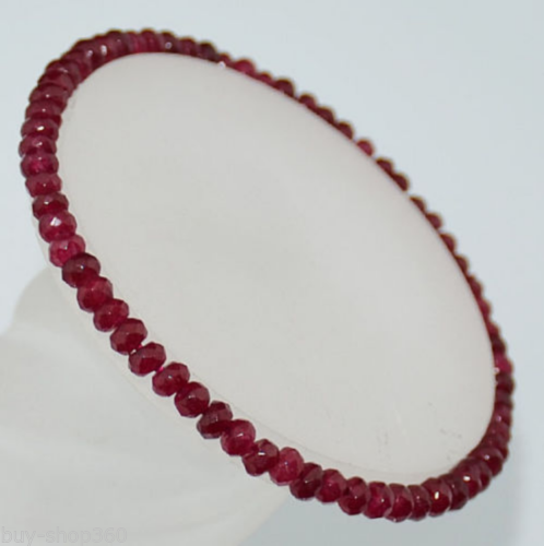 New style 2x4mm Natural Faceted Red Ruby Gemstone Rondelle Bracelet 7.5'' - Afbeelding 1 van 3