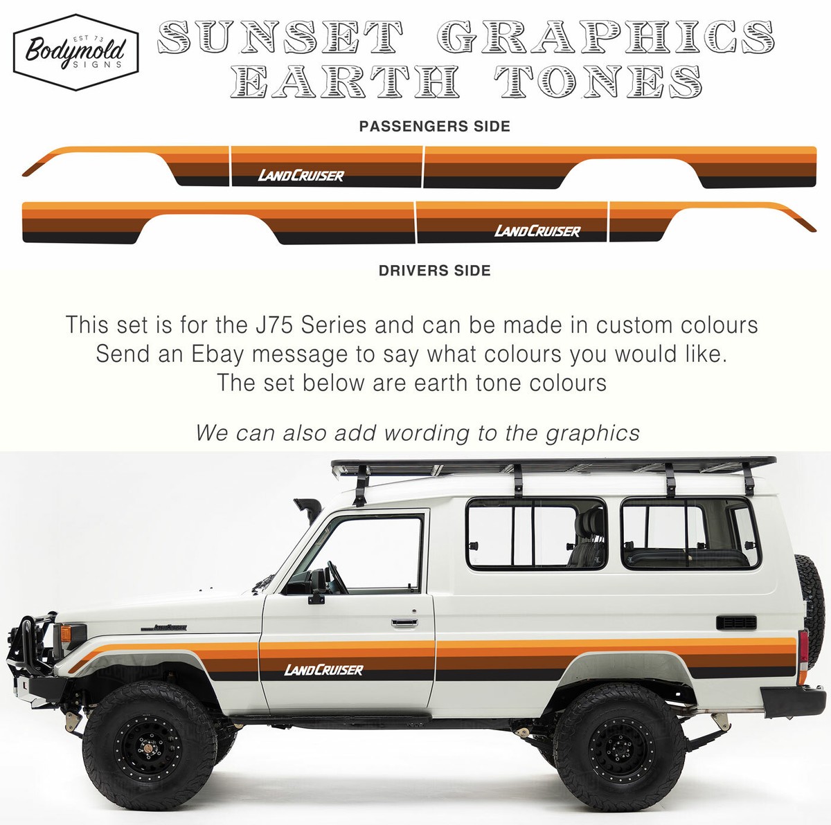 TOYOTA LANDCRUISER TROOPY 75 Series EARTH TONES Sunset Graphics