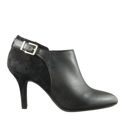 Essex Lane Jasmine Womens Size 8M Black Leather Stiletto Heel Ankle Booties