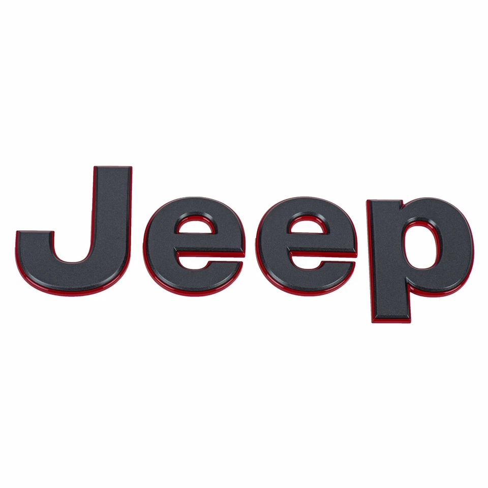 18-20 JEEP WRANGLER JL GRAY W/RED OUTLINE FENDER NAMEPLATE BADGE EMBLEM MOPAR - Image 2 of 4