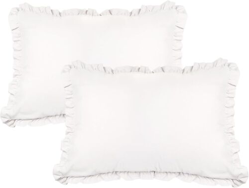 Ruffle Pillow Shams White Standard Set (20x26 inches)