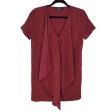 Lulus womens small Dear friend satin Drape front shift minidress wine maroon