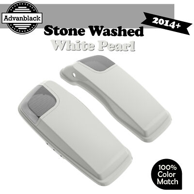 Stone Washed White Pearl 5x7 Saddlebag Speaker Lids Audio Cover Fits Harley 14+