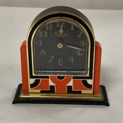as is, not running, HOUR LAVIGNE FRENCH ENAMEL ART DECO STYLE CLOCK
