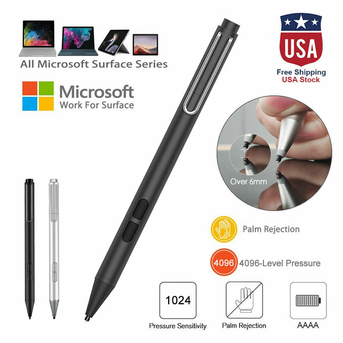 Surface Stylus Pen For Microsoft Surface Pro 3/4/5/6/7 Go Book Studio  Laptop Pen | eBay