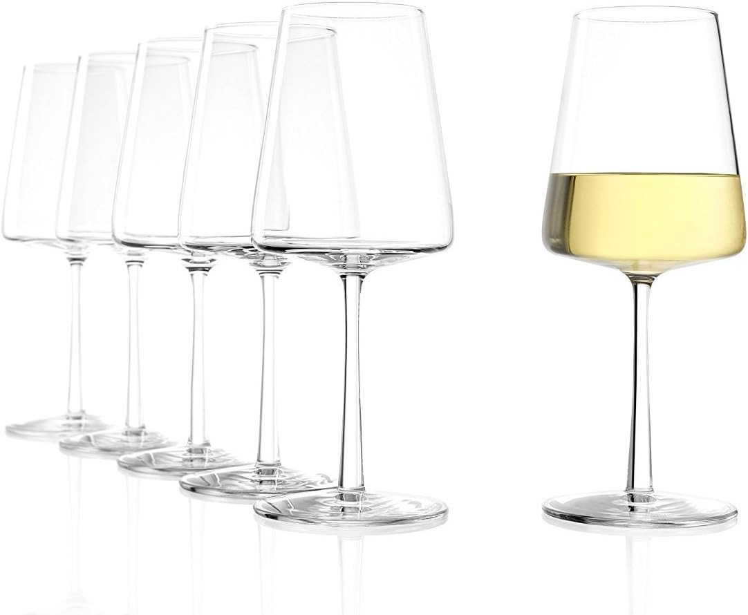 Verres à vin blanc raffinés de 400ml, lot de 6 en cristal pour table chic
