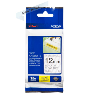 Beschriftungsband original Brother P-touch TZe-S131 extra stark klebend 12mm s/w