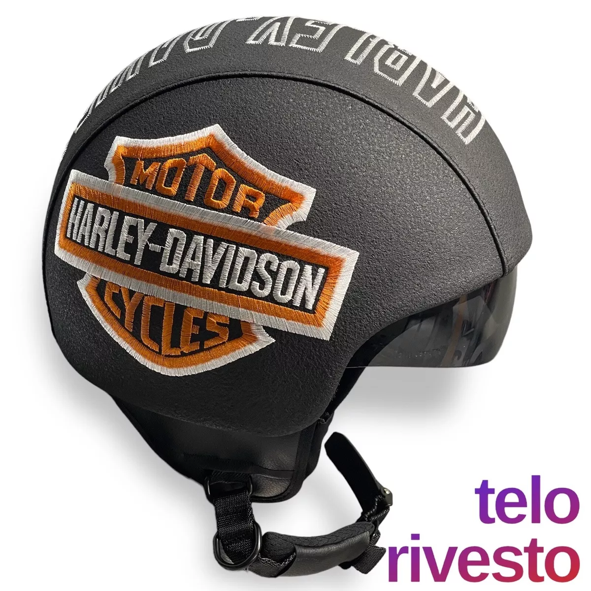 Casco Harley Davidson personalizzato in eco pelle s,m,l,xl occhiali /  visiera