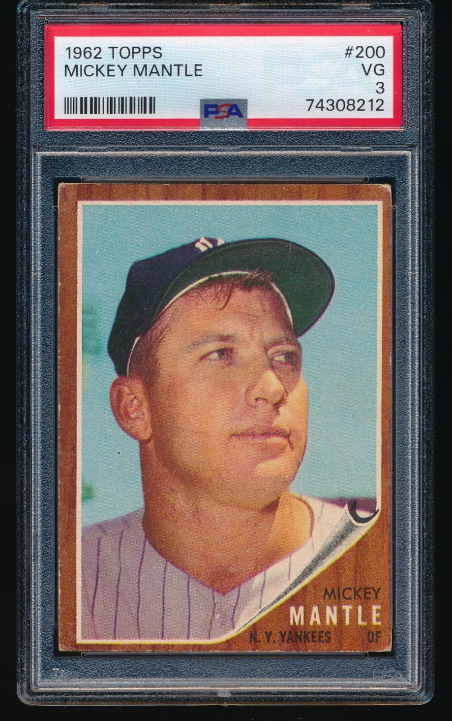 1962 Topps #200 Mickey Mantle New York Yankees PSA 3 VG
