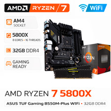 AMD Ryzen 7 5800X + ASUS Mainboard + 32GB DDR4 PC Bundle Aufrüstkit Gaming Set