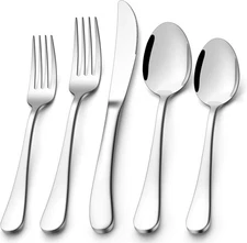 E-far Heavy Duty Silverware Set for 8, 40-Piece Stainless Steel Flatware Cutlery