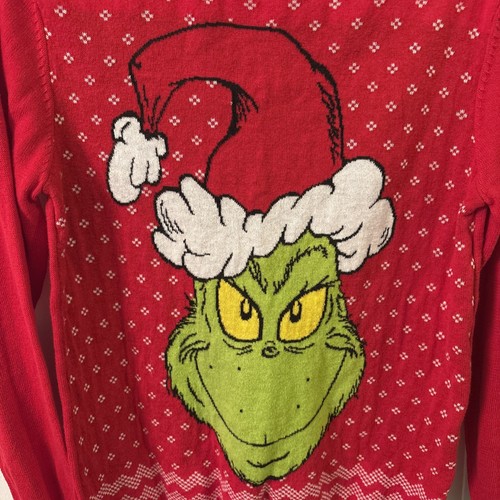 The Grinch Sweater Kids XL Red White Green Grinch Face Holiday Christmas - Picture 2 of 6