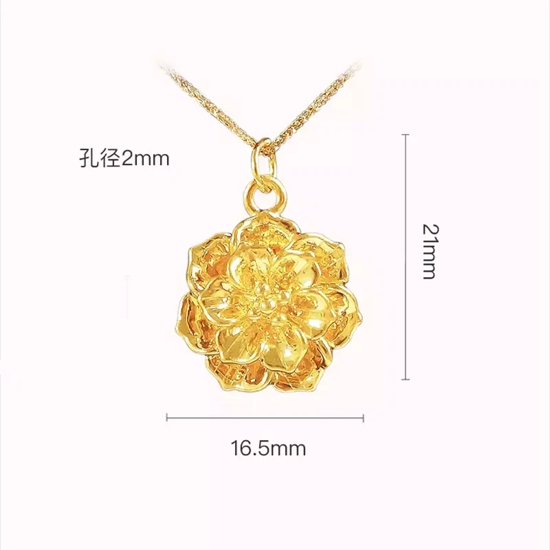 Colgante flor de la suerte 3D regalo mujer oro amarillo puro 999 24K 0,5-0,6 g 1 pieza Foto 2 de 4