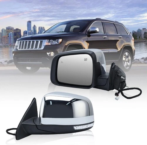 Manual Mirror Blind Spot Heated Chrome For Jeep Grand Cherokee 11-22 Driver Side