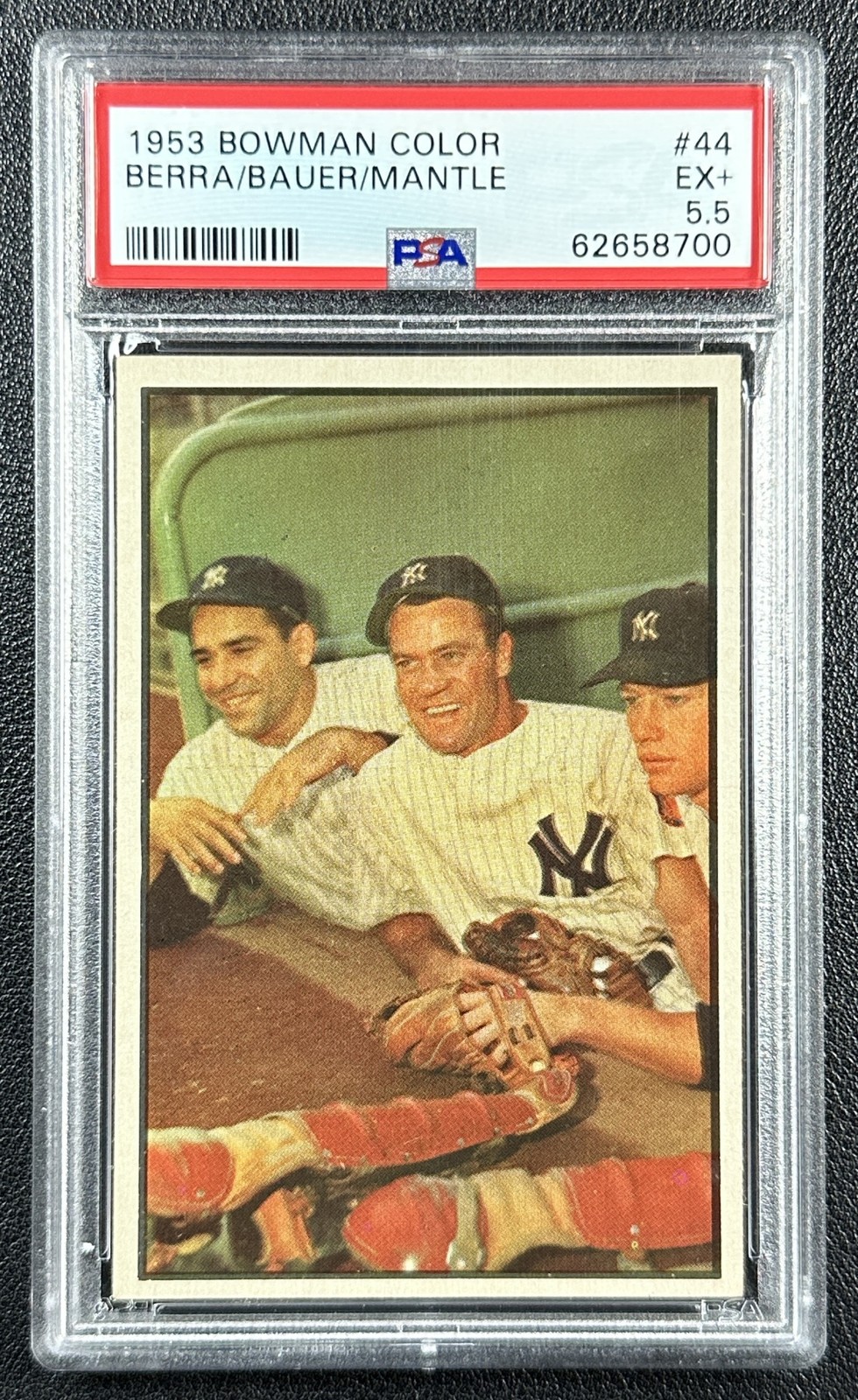 MICKEY MANTLE YOGI BERRA HANK BAUER PSA 5.5 1953 BOWMAN COLOR #44 YANKEES 8700