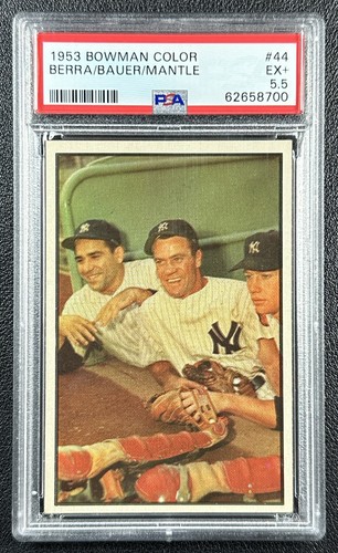 MICKEY MANTLE YOGI BERRA HANK BAUER PSA 5.5 1953 BOWMAN COLOR #44 YANKEES 8700
