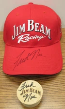JIM BEAM Racing Cap & Barrel Bung Both Signed by "Fred Noe" Master Distiller