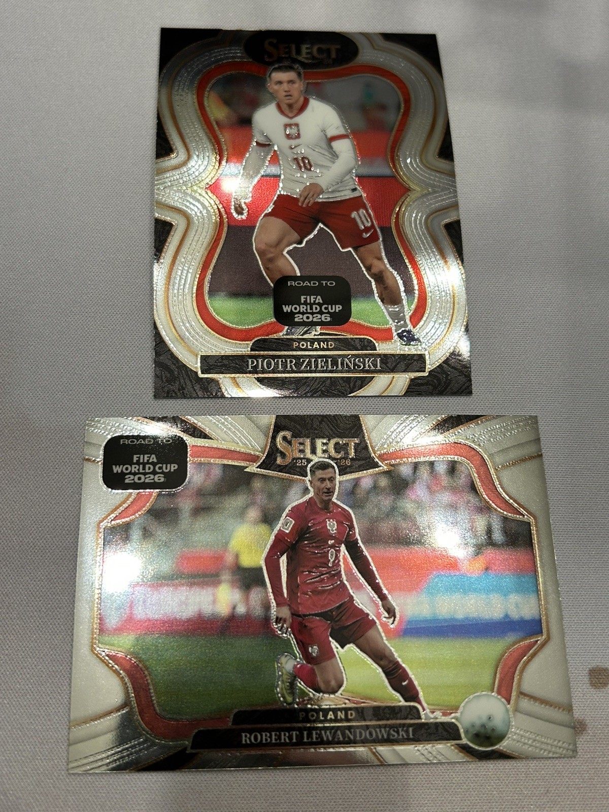 2025-26 Panini Select FIFA Lewandowski Zielinski Poland 2 Card Lot #226 #138