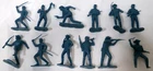 Vintage Marx Plastic 2.5" Dark Blue Army Western 12 Figure Lot 1960's 70's
