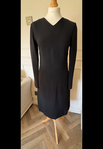Balenciaga, Vintage Balenciaga Le Dix schwarzes Seidengefüttertes Kleid Made in France Gr. 40