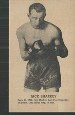 VERY RARE 1946 KID HERMAN BOXING CARD OF JACK SHARKEY HOF CHAMPION