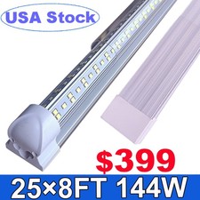 25 PACK 8' LED Shop Light T8 Linkable Garage Fixture 144W 18000lm 6500K Daylight