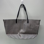 Victoria's Secret Black and White Striped Large Tote Bag Gold Logo NWT — photo 2