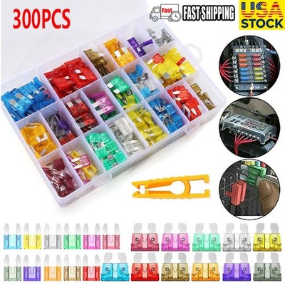 300pcs Car Blade Fuse Assortment Kit Blade Fuses Replacement For Auto Truck Boat