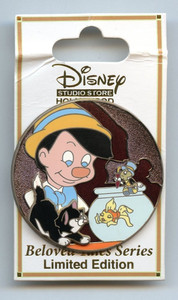 DSF Disney Pinocchio Figaro Jiminy Cricket Cleo Beloved Tales LE 300 Pin & Card