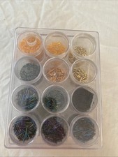 Variety of Bugle Beads Tangerine Black Gold 12 Containers
