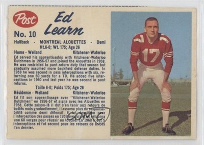 1962 Post Cereal CFL Ed Learn (Perforated) #10 0a6