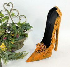 XL Schuh Metall Deko Garten gelb lila Landhaus Shabby Vintage High Heel