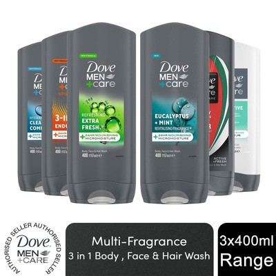 Dove Men+Care Body & Face Wash, Micro Moisture Duschgel, 3x400ml