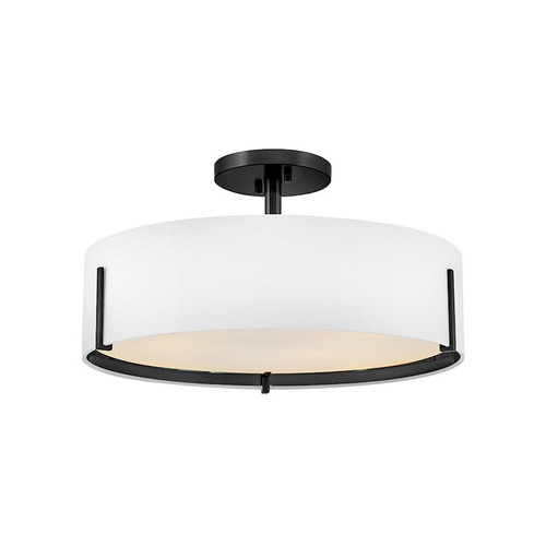 Hinkley Lighting Halle 4Lt 20" Semi-Flush, Black/Off-White Fabric - 47573BK - Picture 1 of 1