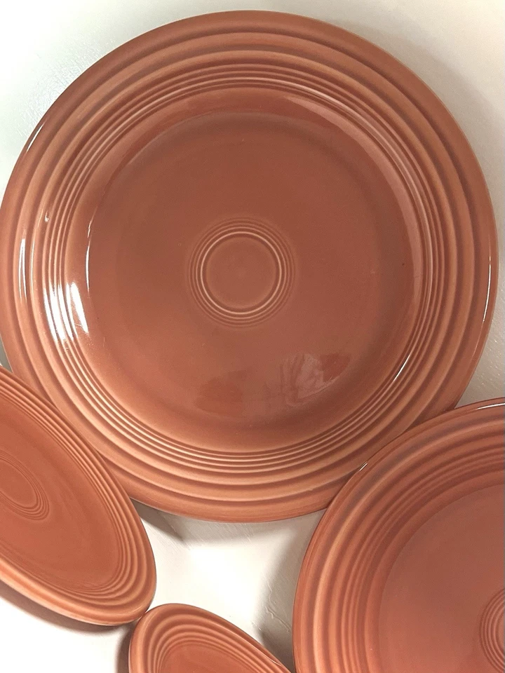 4 pratos vintage Rose Fiesta, jantar/almoço/2 pão e manteiga HLC ca. 1951-1959 - Imagem 3 de 4