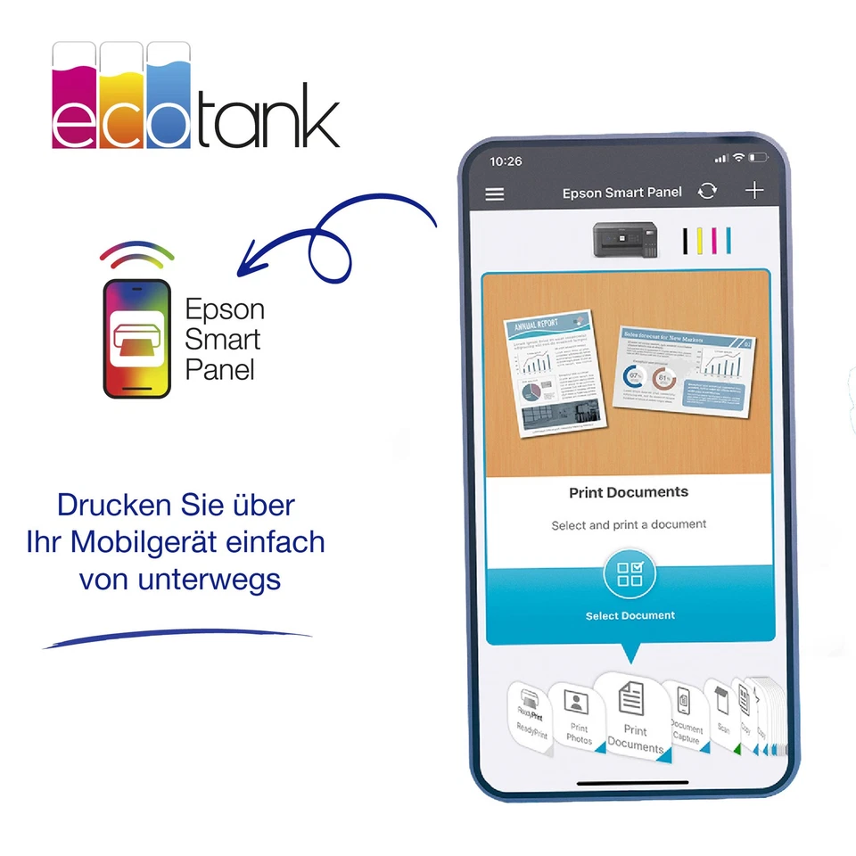 Epson Drucker EcoTank ET-2875, 3-in-1 Multifunktionsgerät WLAN - Bild 4 von 4