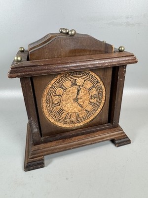 Vintage Enesco 1976 Wooden Coaster Set Clock Design Cork Coasters Taiwan