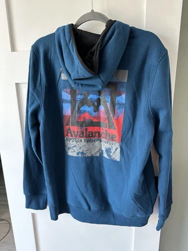 VETEMENTS Felpa con cappuccio uomo blu Avalanche nuova con etichetta taglia M pullover escursionismo logo sul retro
