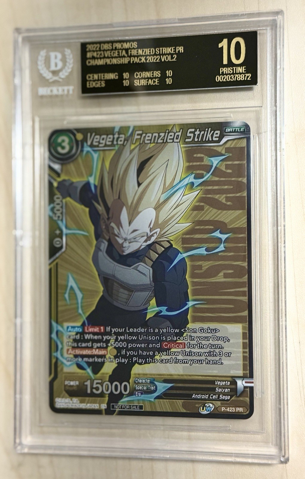 Bgs Black Label 10 Dragon Ball CCG Vegeta Frenzied Strike Championship 22 Pop 1