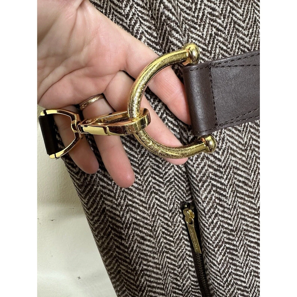 Michael Kors 女式 8 码人字形金色五金拉链职业紧身连衣裙 — 第 4/4 张图片