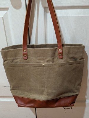 Lineage Bags Brown Canvas with Tan Bridle Leather Straps Leather Bottom