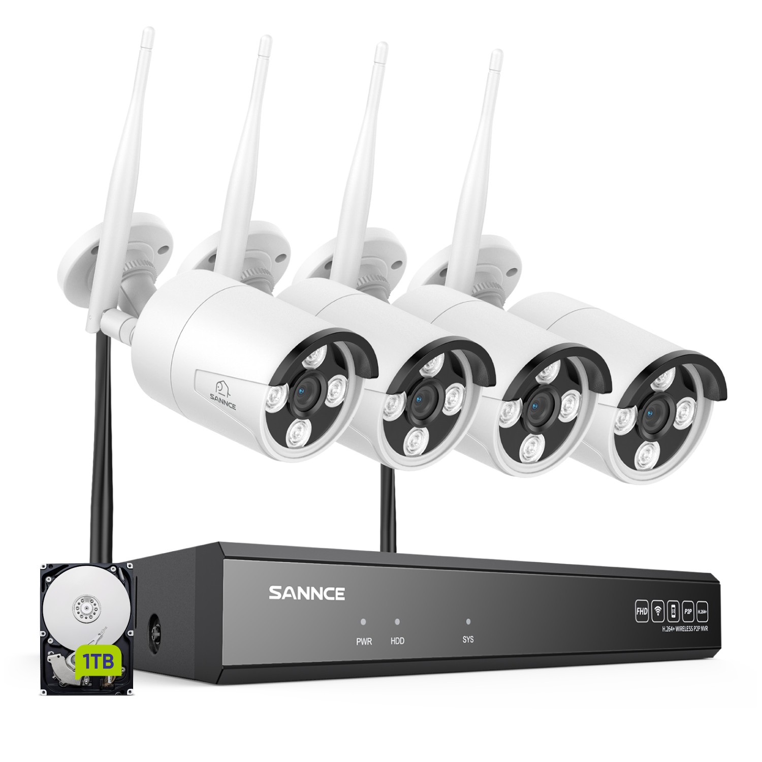 SANNCE Wireless 3MP Security Camera System Audio Recording 1TB 16CH WIFI 8MP NVR