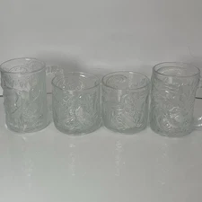 MCDONALD'S 1995 BATMAN & ROBIN MUGS Complete Set of 4 Glass Glasses Vintage