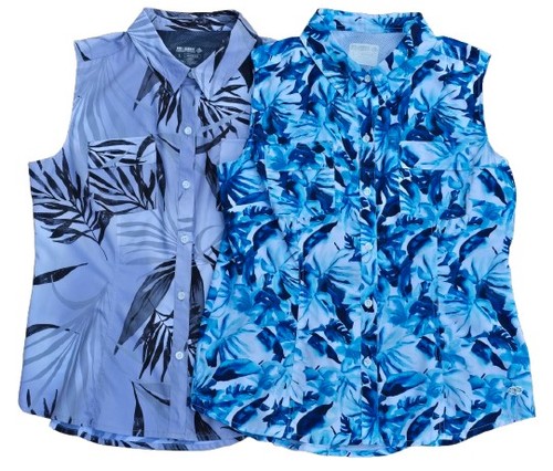Reel Legends Saltwater Women’s L Sleeveless Button-Up Floral Fishing Shirts (2)