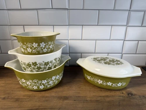 Vintage Pyrex Spring Blossom Crazy Daisy Dish Set