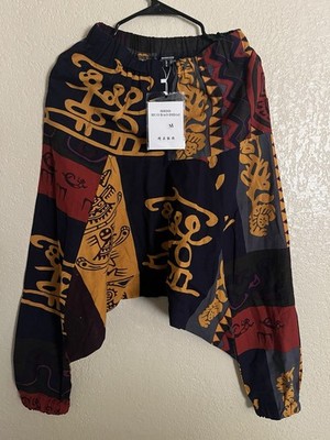 Unisex Multicolor Geometric Harem Pants Elastic Waist Size Medium baggy pants