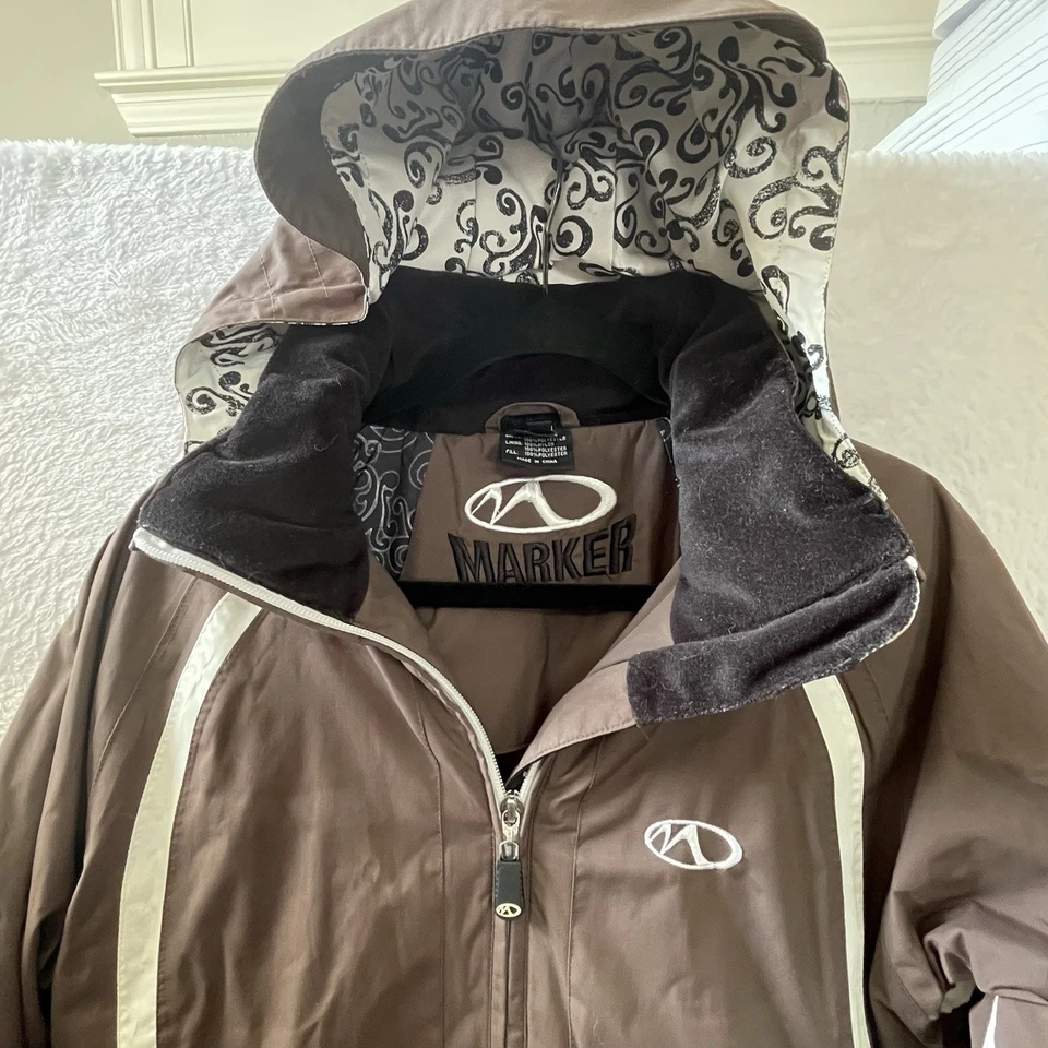 Chaqueta de esquí de snowboard Marker Evolution para mujer marrón crema estampado de desplazamiento, talla 8 Foto 4 de 4