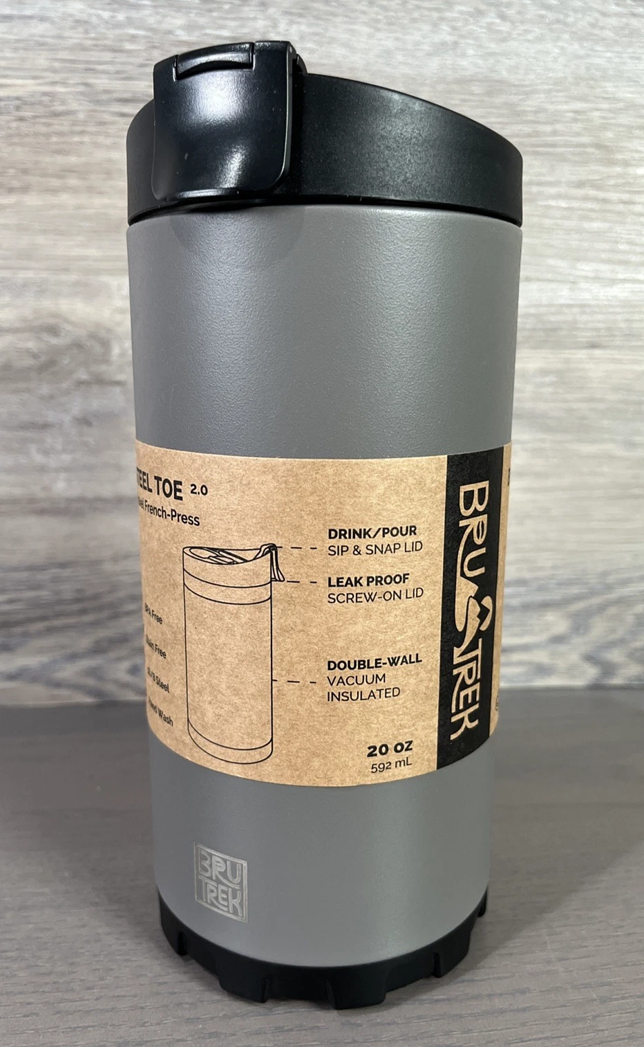 Bru Trek OVRLNDR Steel Toe 2.0 Travel French Press 20 FL Oz Gray New
Opens in a new window or tab